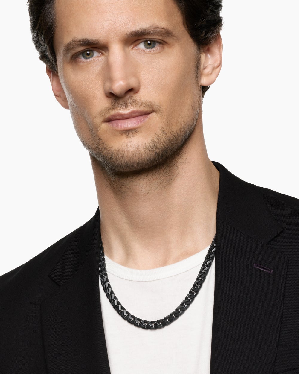Collier à maillons angulaires Curb Chain en titane noir, 8,7 mm hommes