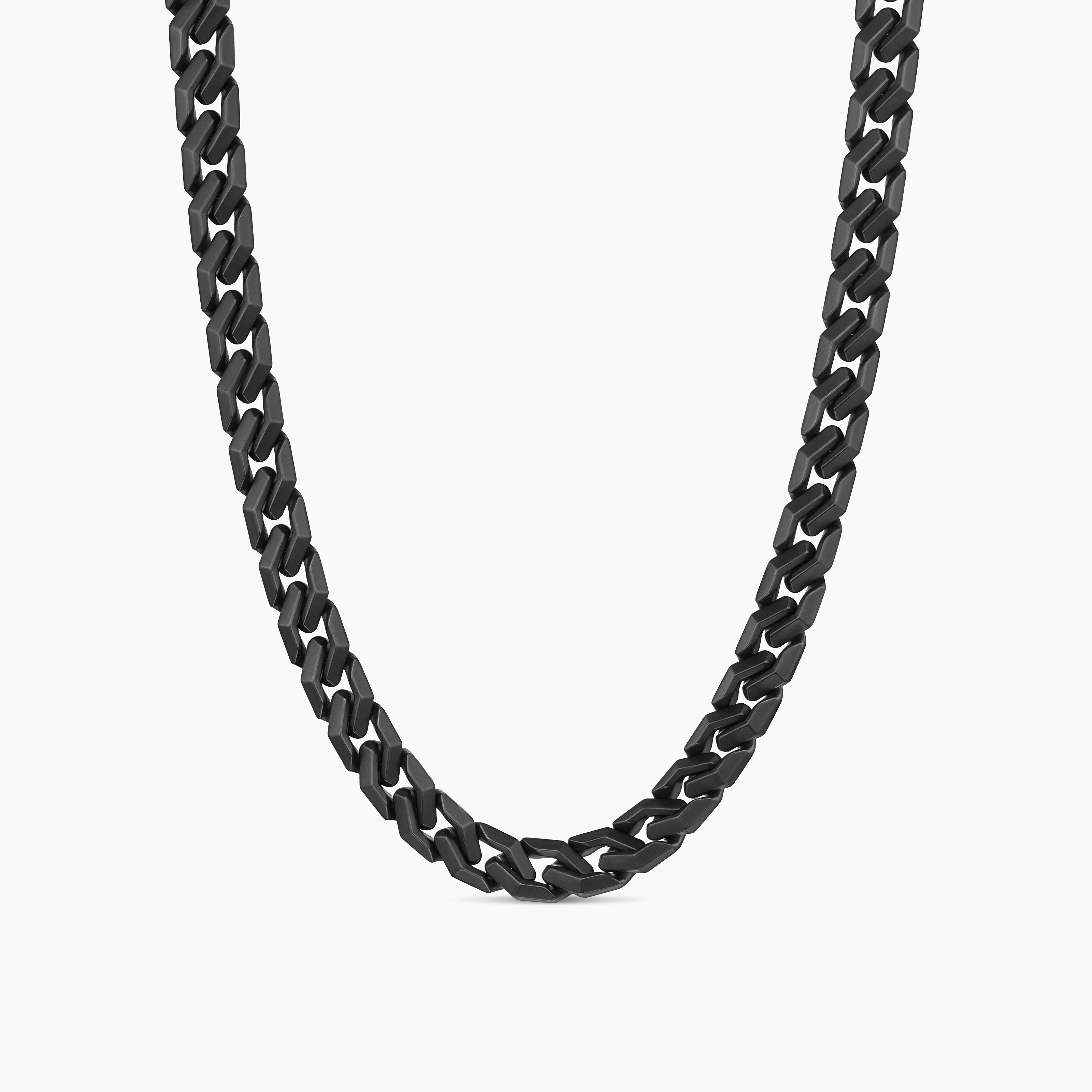 Mens Curb Chain Angular Link Necklace in Black Titanium, 8.7mm