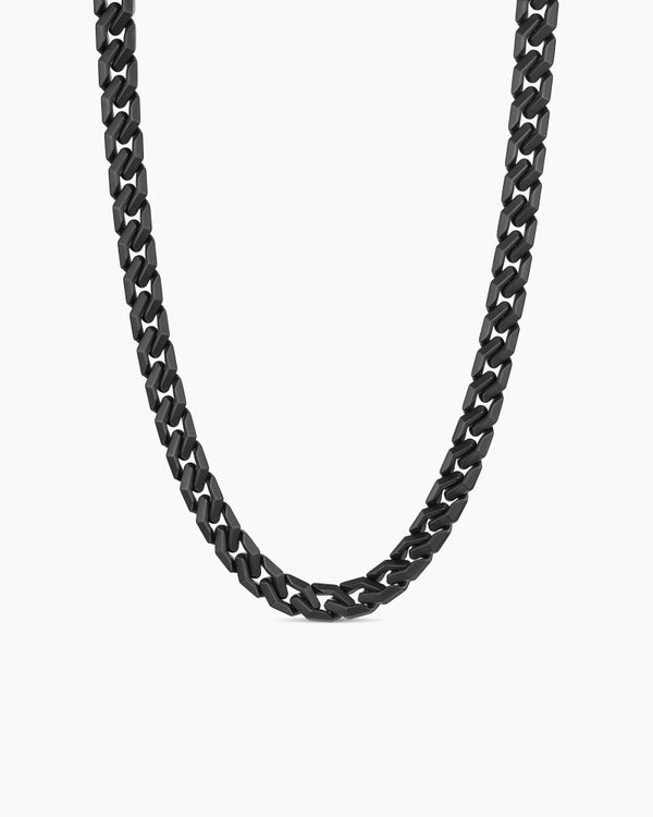 Curb Chain Angular Link Necklace in Black Titanium, 8.7mm
