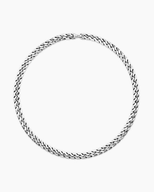 Mens Curb Chain Angular Link Necklace in Sterling Silver, 8.7mm