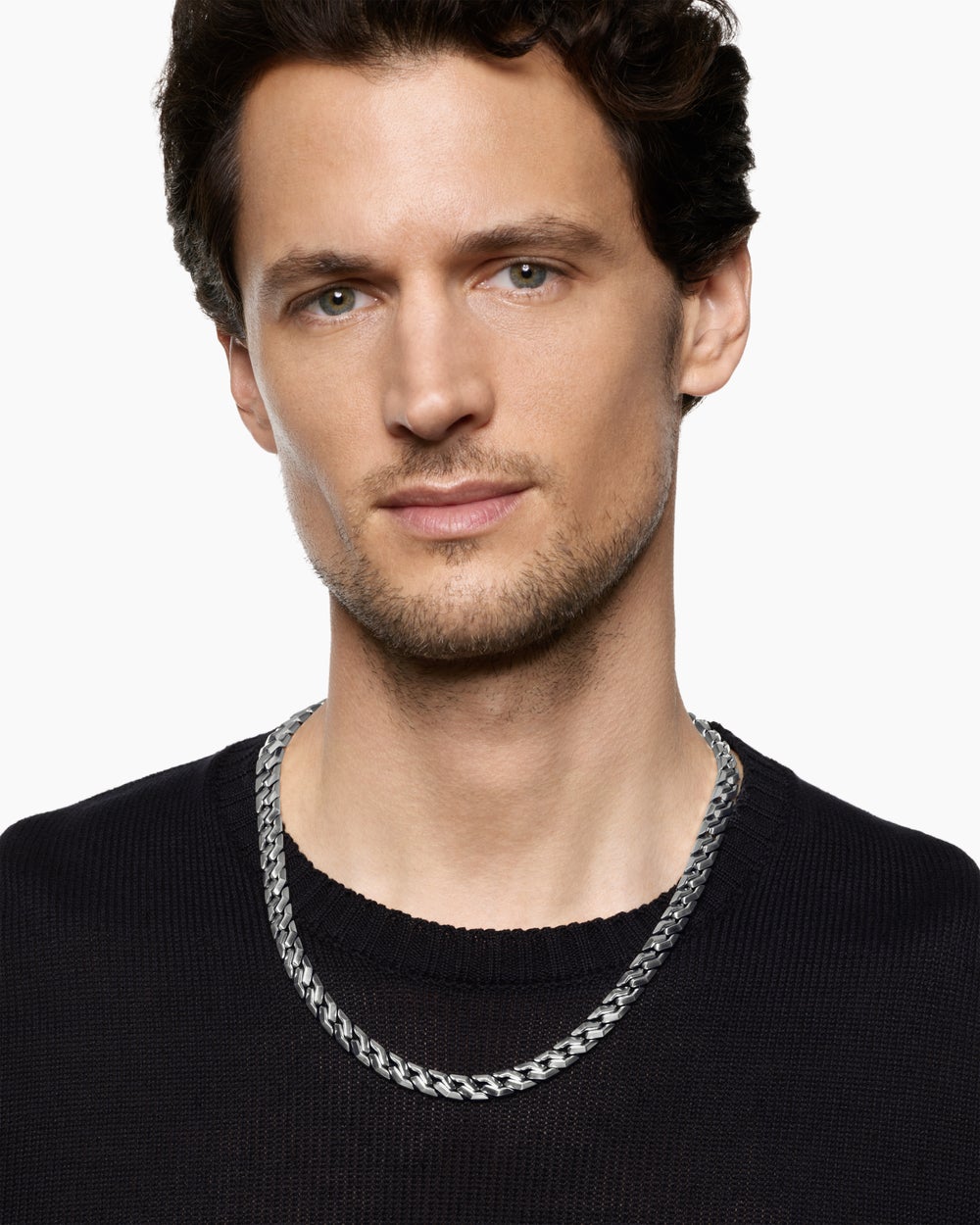 Collier à maillons angulaires Curb Chain en argent sterling, 8,7 mm hommes