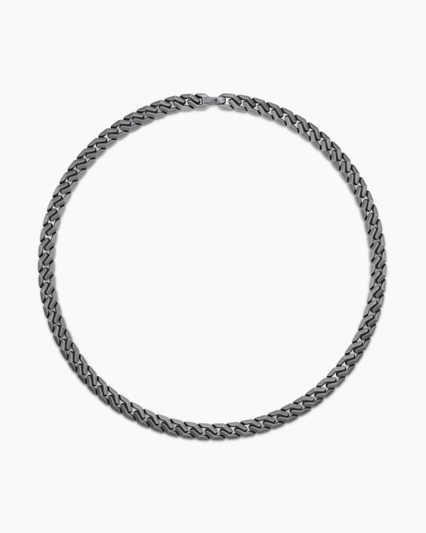 Curb Chain Angular Link Necklace in Titanium, 8.7mm