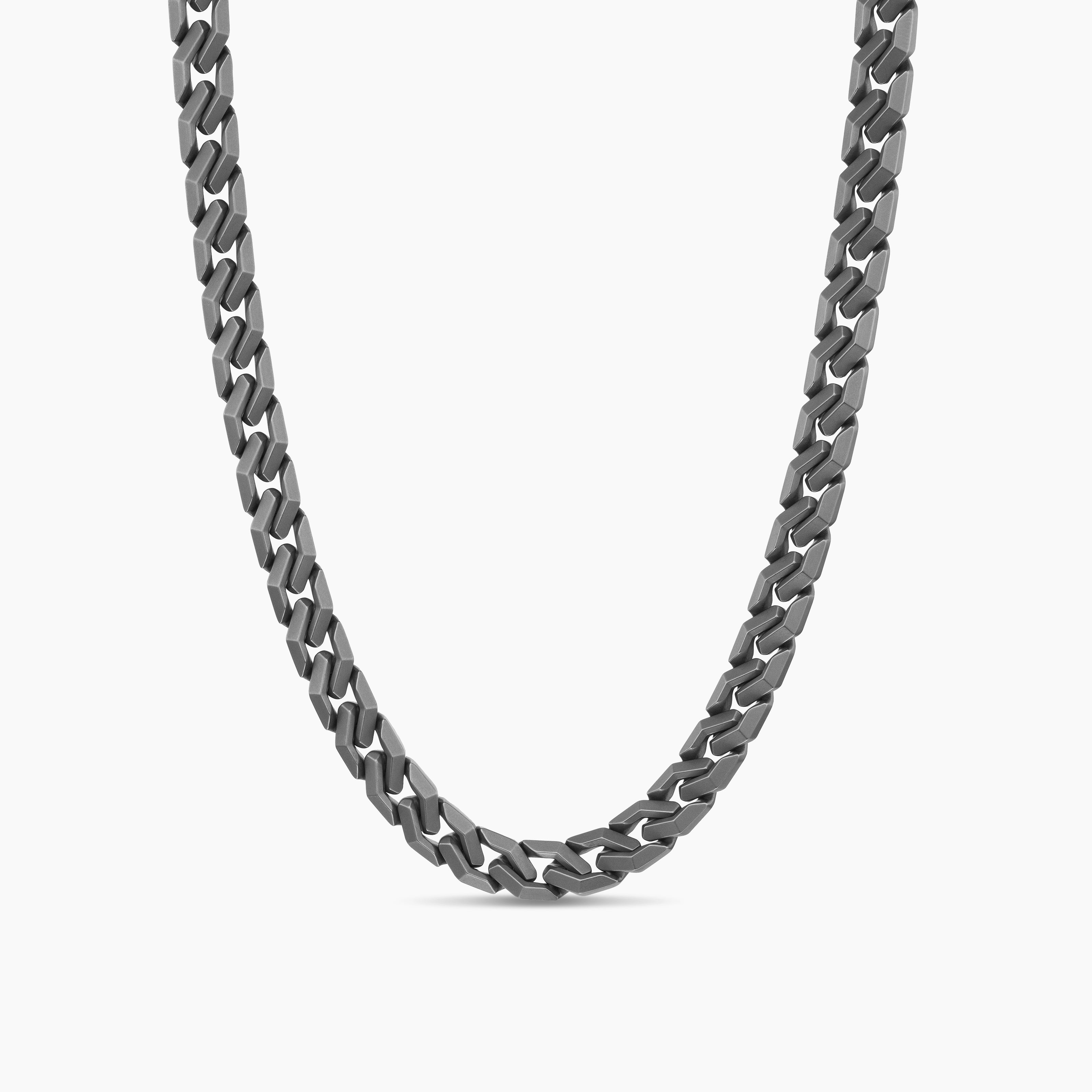 Mens Curb Chain Angular Link Necklace in Anthracite Titanium, 8.7mm