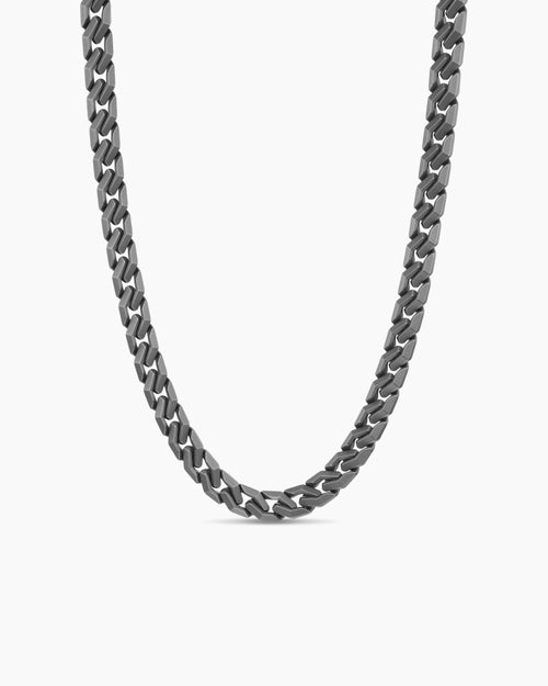 Mens Curb Chain Angular Link Necklace in Anthracite Titanium, 8.7mm