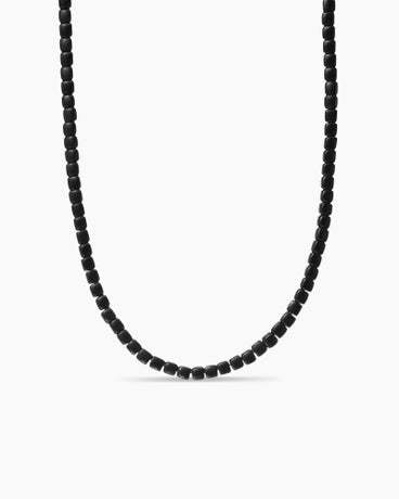 Spiritual Beads Cushion Necklace in Sterling Silver with Black Onyx, 4mm