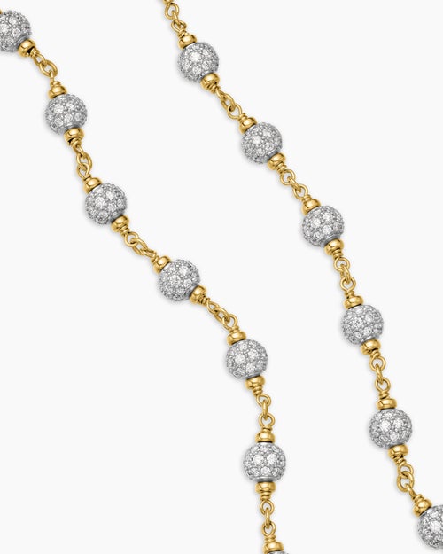 Mens Spiritual Beads Necklace in 18K Yellow Gold with Diamonds, 6mm