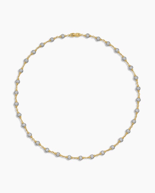 Mens Spiritual Beads Necklace in 18K Yellow Gold with Diamonds, 6mm