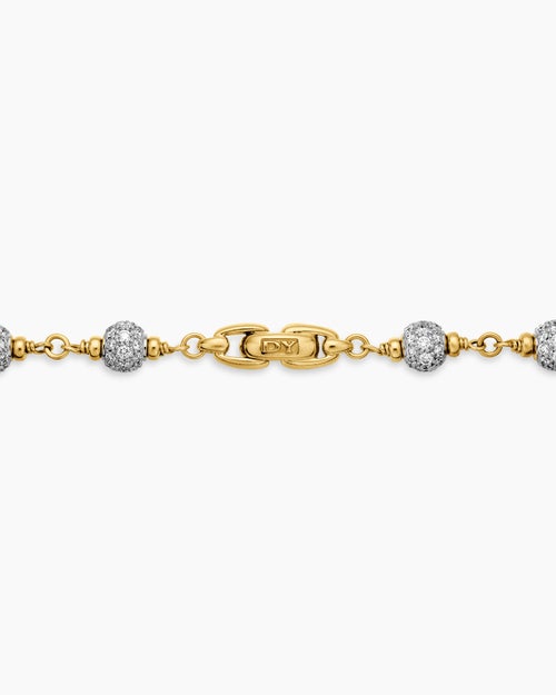 Mens Spiritual Beads Necklace in 18K Yellow Gold with Diamonds, 6mm
