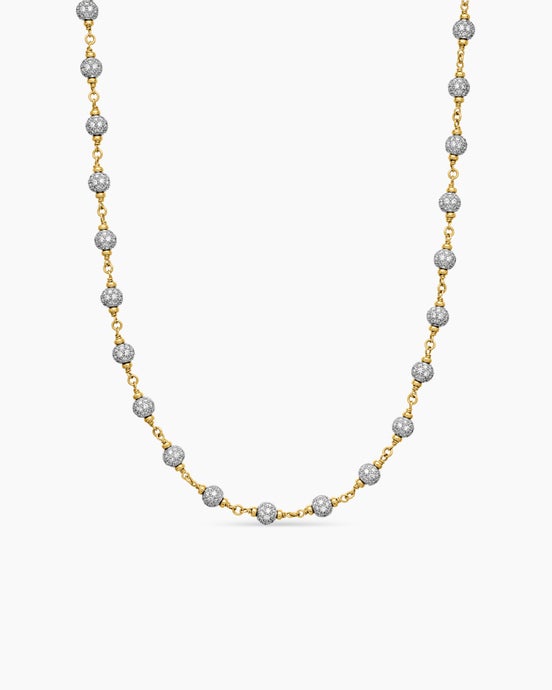 Spiritual Beads Necklace in 18K Yellow Gold with Diamonds, 6mm