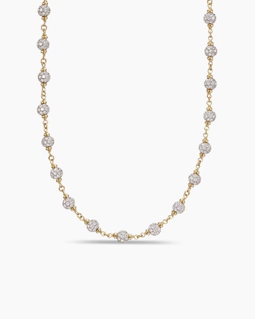Spiritual Beads Rosary Necklace in 18K Yellow Gold with Diamonds, 6mm