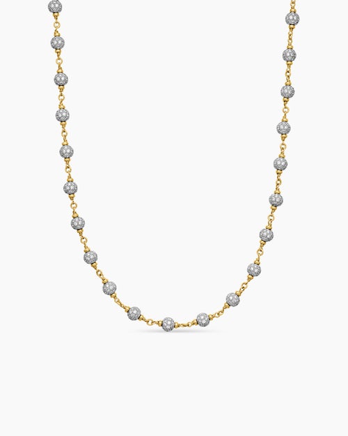 Mens Spiritual Beads Necklace in 18K Yellow Gold with Diamonds, 6mm