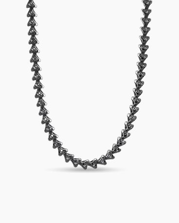 Spiritual Beads Necklace in Sterling Silver with Pavé Black Diamonds, 6mm