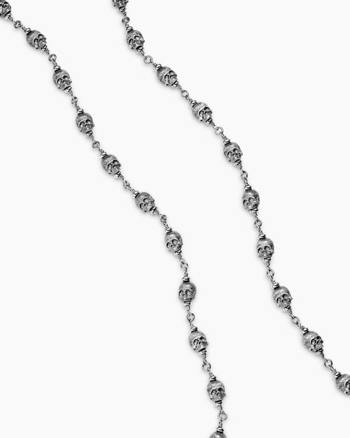 Mens Memento Mori Skull Necklace in Sterling Silver, 9mm