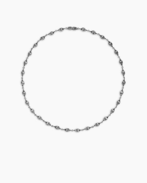 Mens Memento Mori Skull Necklace in Sterling Silver, 9mm