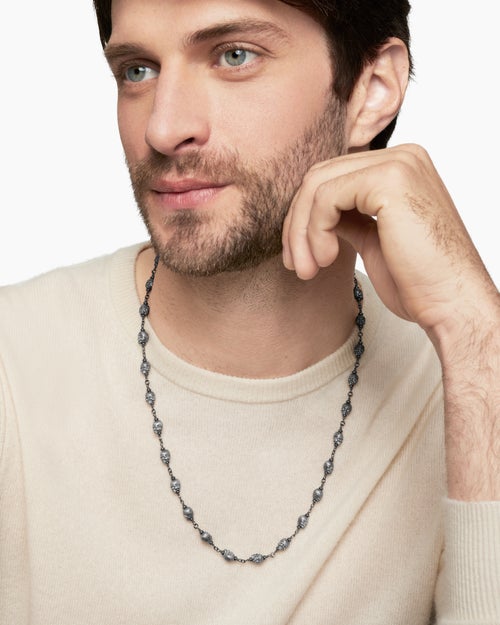 Mens Memento Mori Skull Necklace in Sterling Silver, 9mm