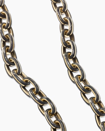 Forged Carbon Chain Link Necklace in 18K Yellow Gold, 11mm