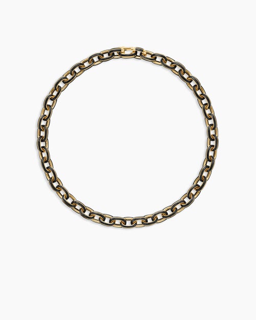 Mens Streamline Oval Link Necklace in 18K Yellow Gold, 10.8mm