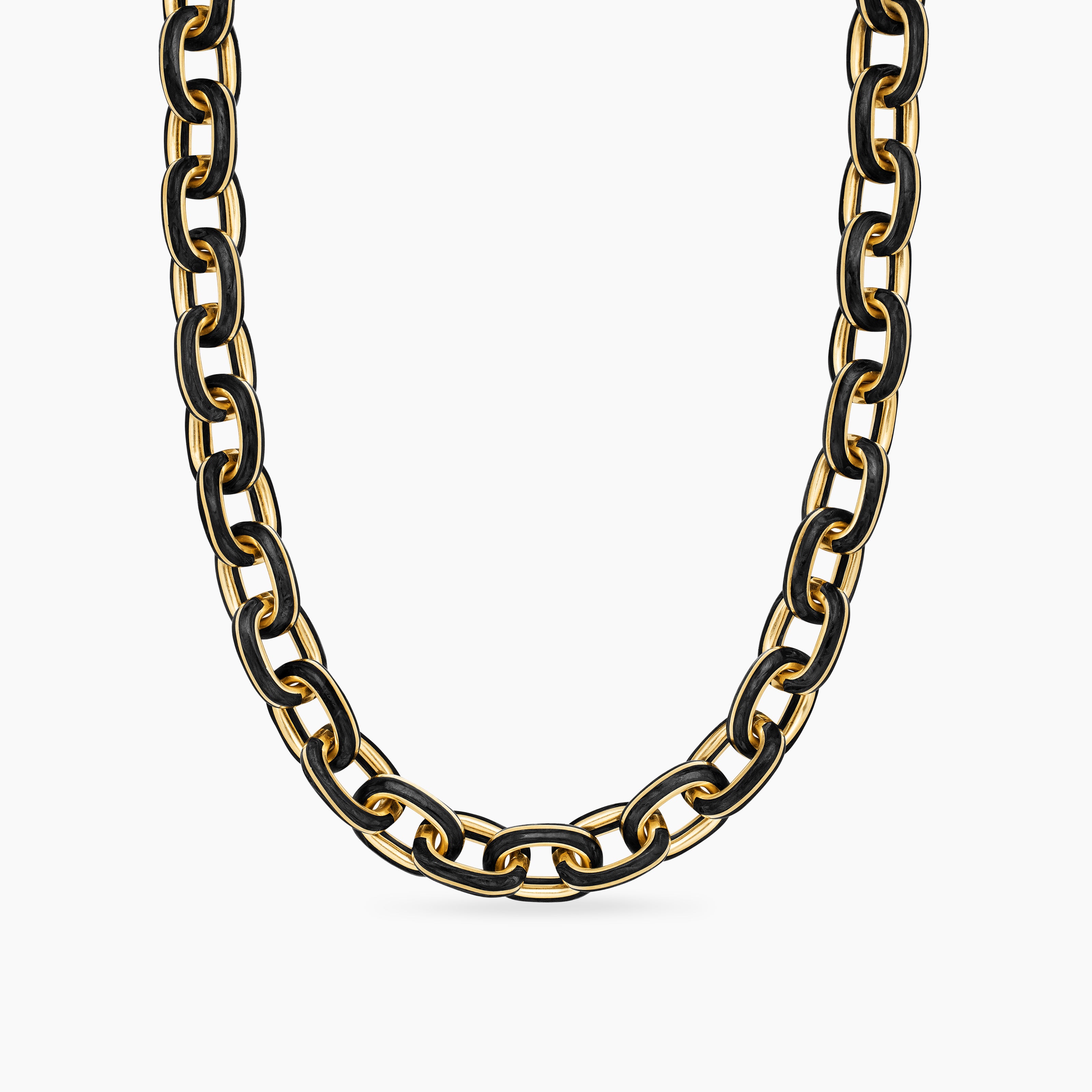 Mens Streamline Oval Link Necklace in 18K Yellow Gold, 10.8mm