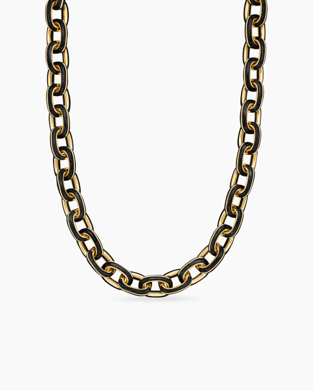 Mens Streamline Oval Link Necklace in 18K Yellow Gold, 10.8mm