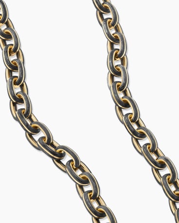 Forged Carbon Chain Link Necklace in 18K Yellow Gold, 9mm