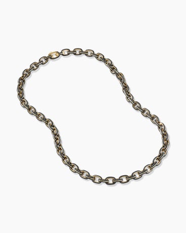 Forged Carbon Chain Link Necklace in 18K Yellow Gold, 9mm
