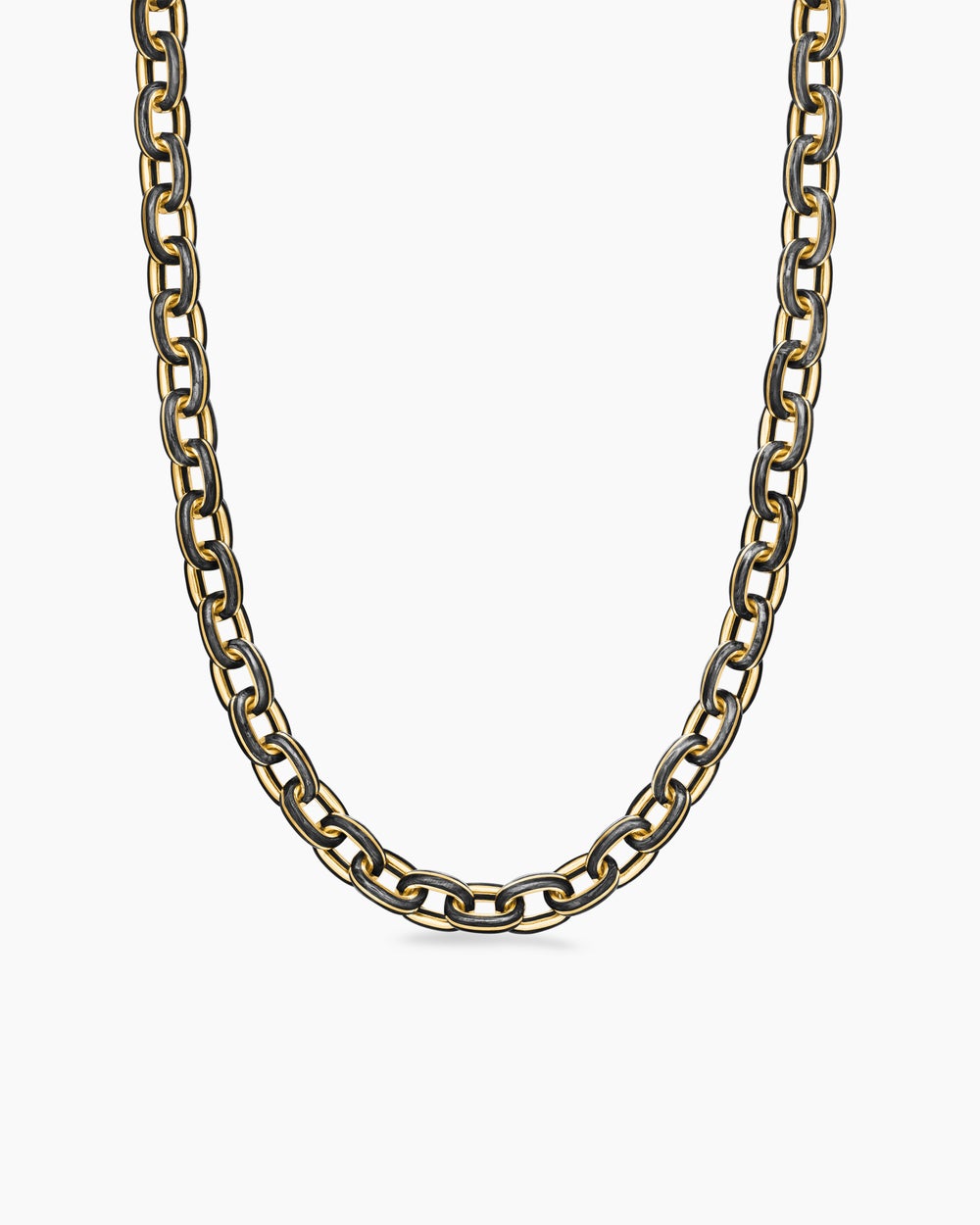 Mens Streamline Oval Link Necklace in 18K Yellow Gold, 8.5mm