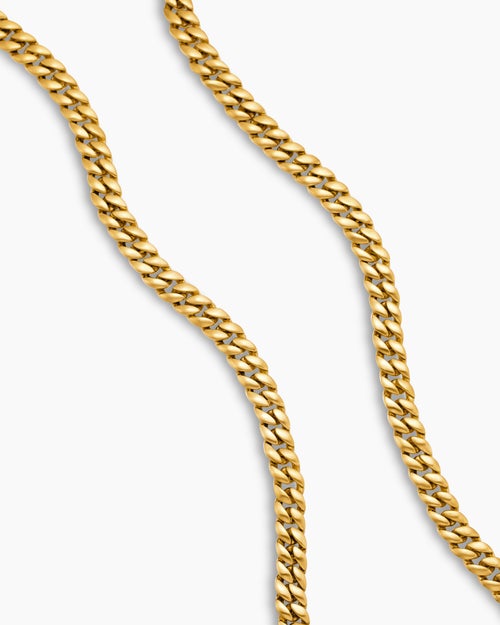 Mens Curb Chain Necklace in 18K Yellow Gold, 6mm