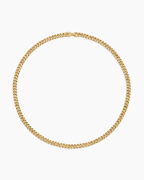 Mens Curb Chain Necklace in 18K Yellow Gold, 6mm
