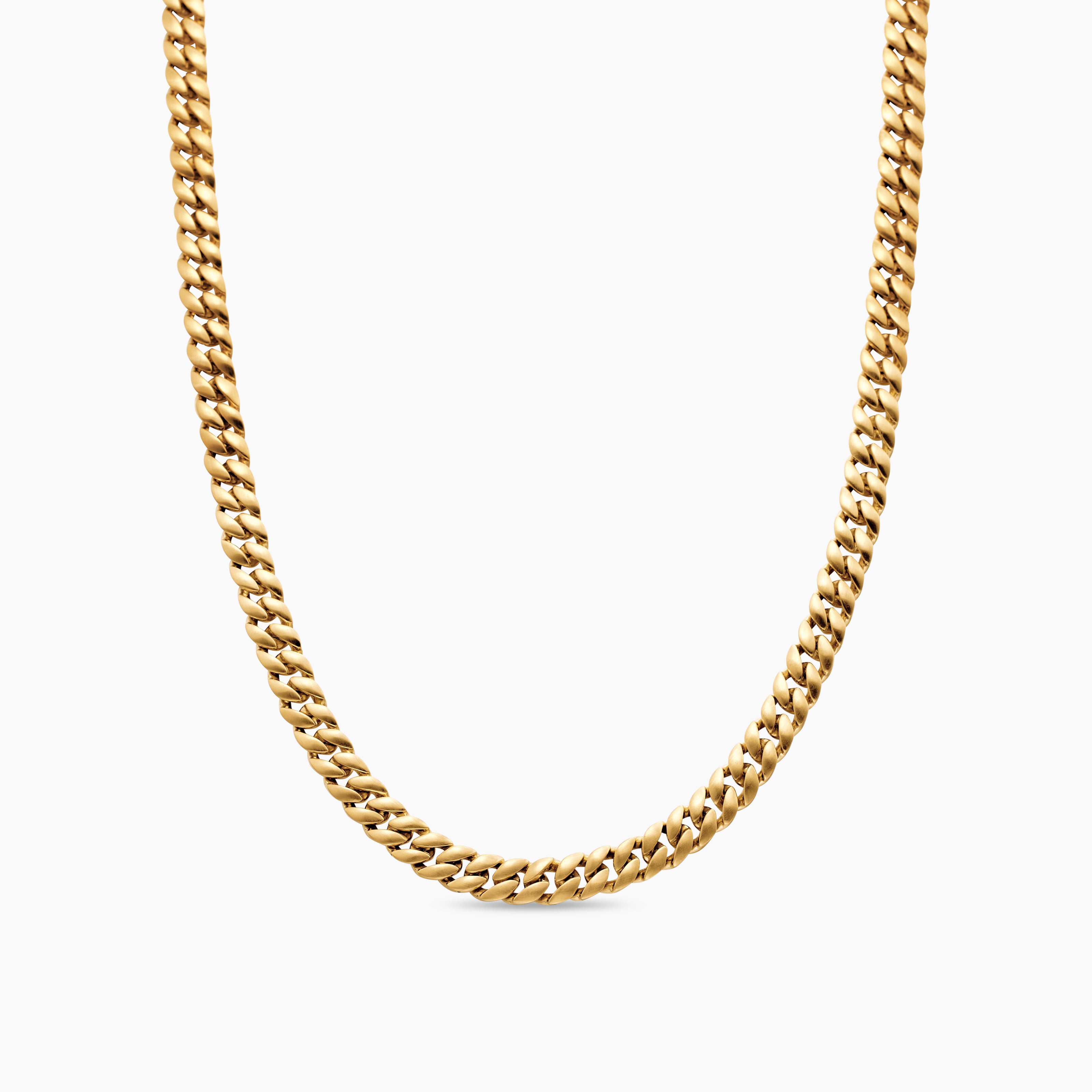 Mens Curb Chain Necklace in 18K Yellow Gold, 6mm
