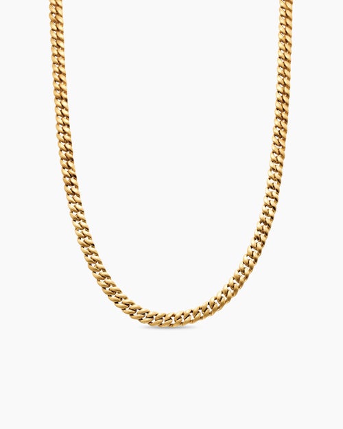 Mens Curb Chain Necklace in 18K Yellow Gold, 6mm
