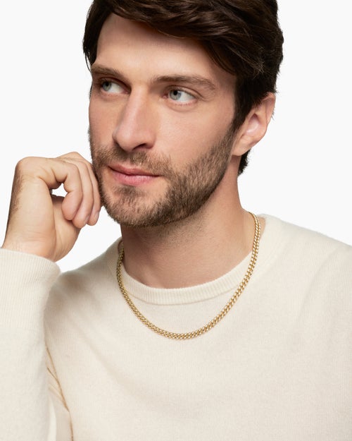 Mens Curb Chain Necklace in 18K Yellow Gold, 6mm