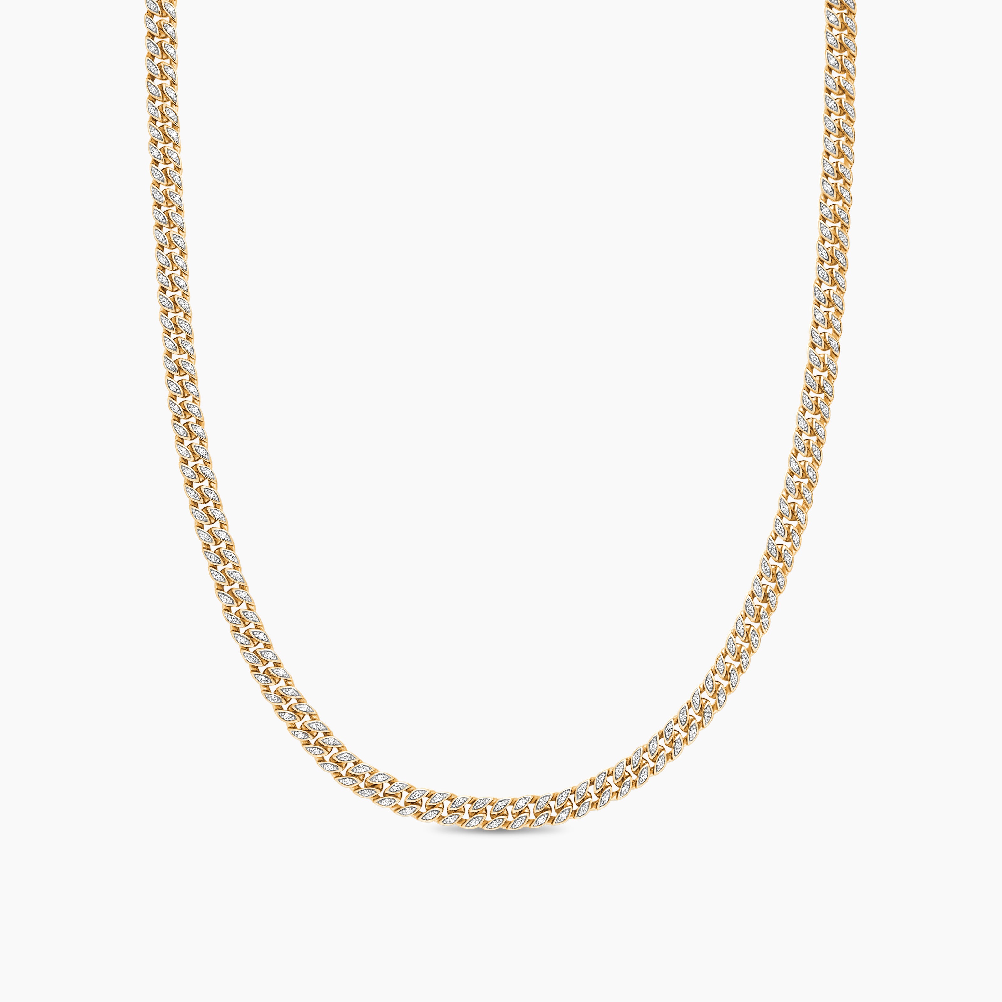 Mens Curb Chain Necklace in 18K Yellow Gold, 6mm