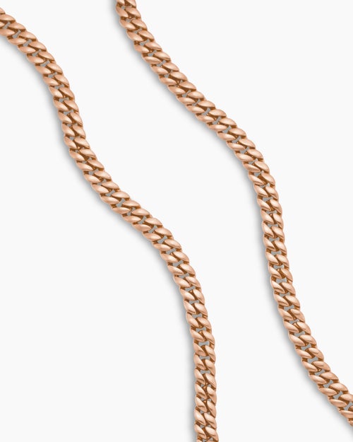 Mens Curb Chain Necklace in 18ct Rose Gold, 6mm
