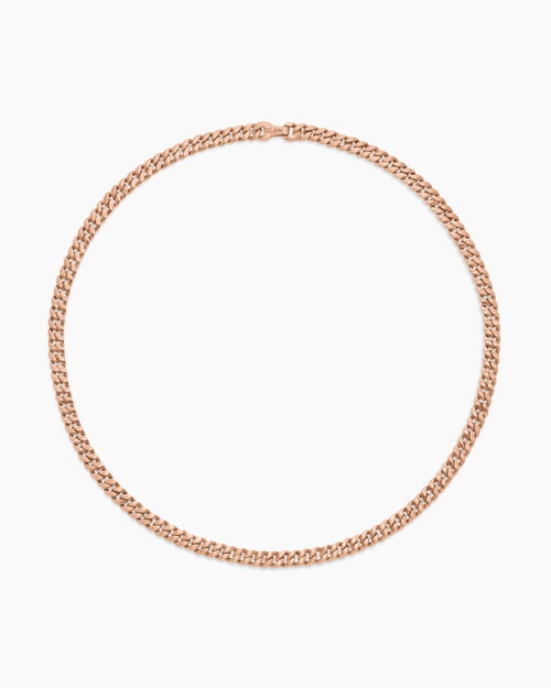 Mens Curb Chain Necklace in 18ct Rose Gold, 6mm