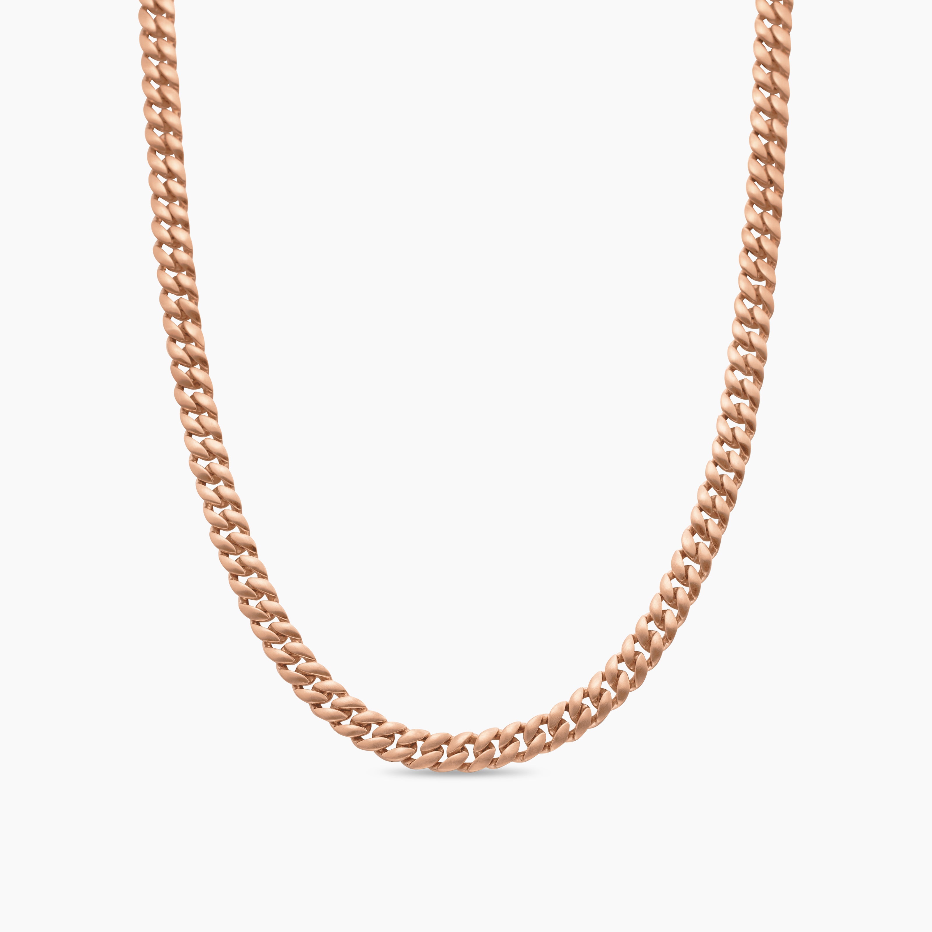 Mens Curb Chain Necklace in 18K Rose Gold, 6mm