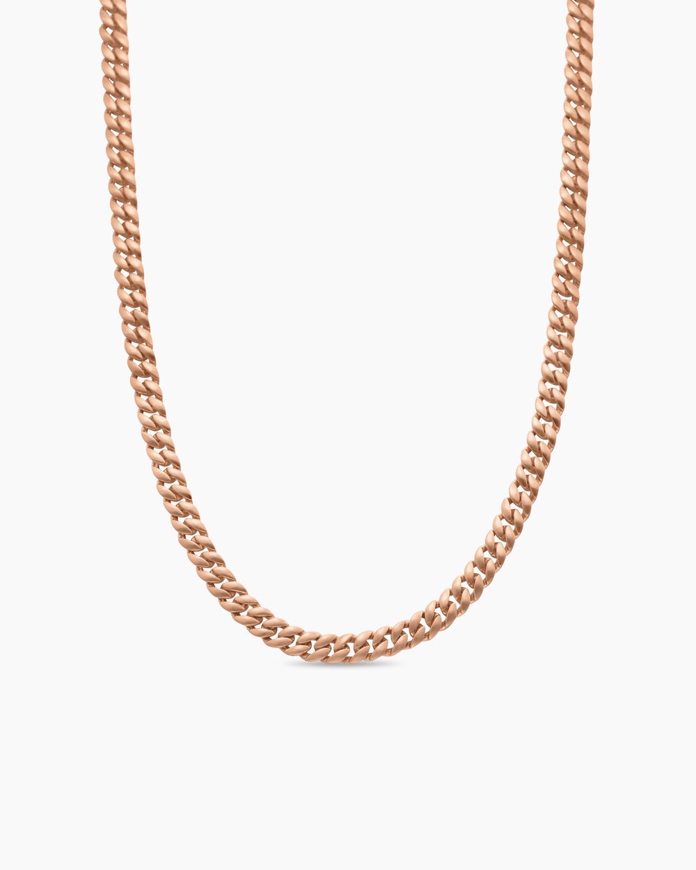 Mens Curb Chain Necklace in 18ct Rose Gold, 6mm