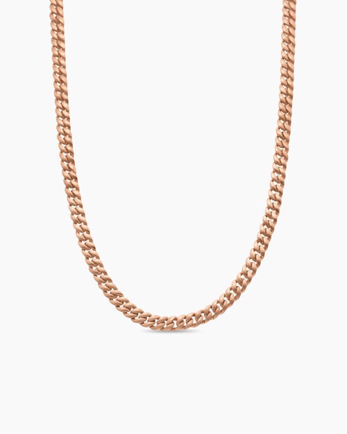 Mens Curb Chain Necklace in 18ct Rose Gold, 6mm