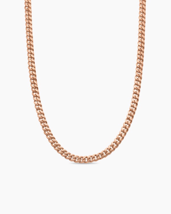 Curb Chain Necklace in 18K Rose Gold, 6mm