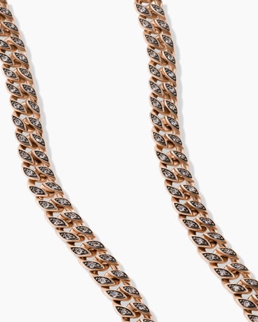 Curb Chain Necklace in 18K Rose Gold with Pavé Cognac Diamonds