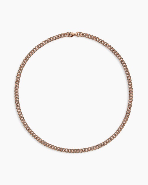 Mens Curb Chain Necklace in 18K Rose Gold, 6mm
