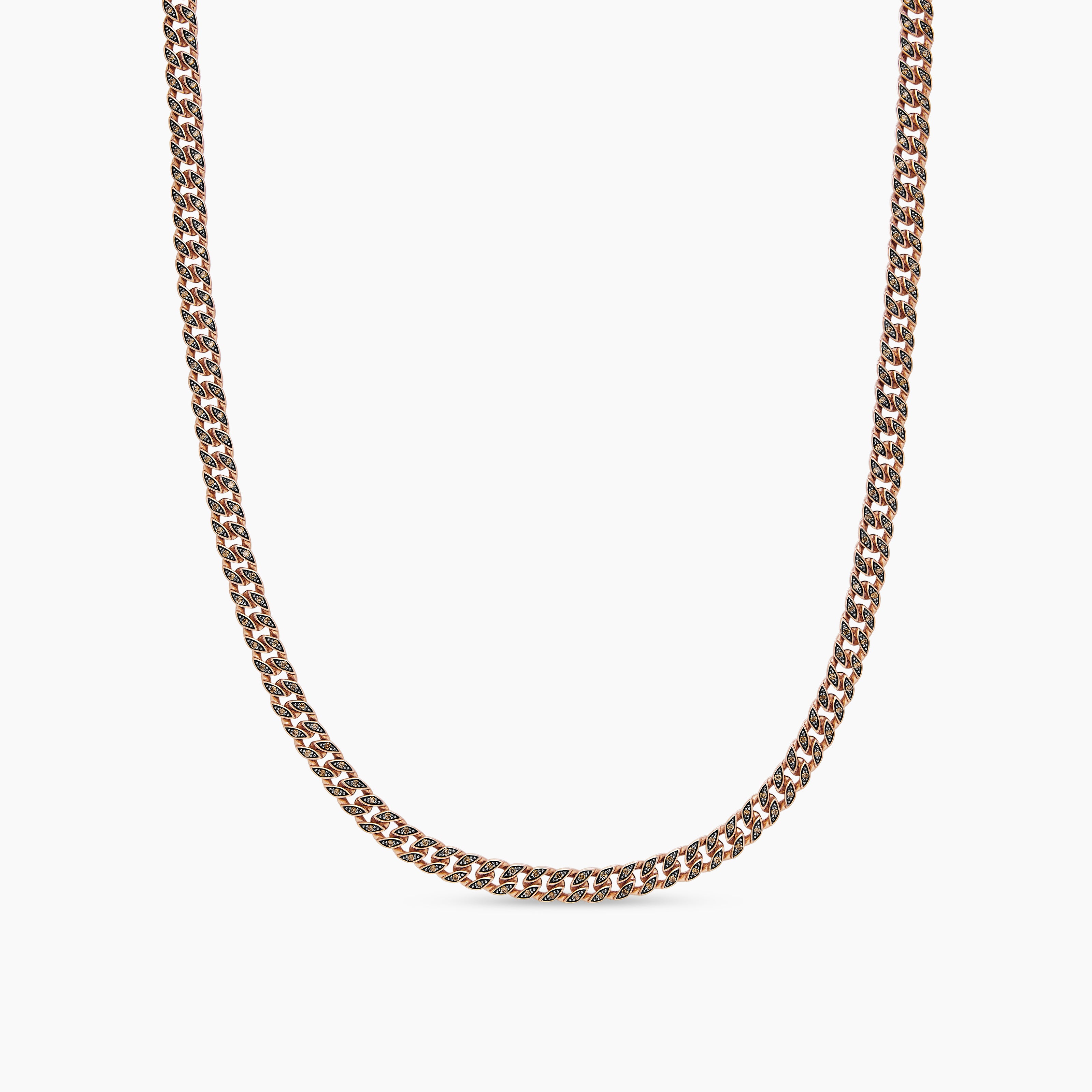 Mens Curb Chain Necklace in 18K Rose Gold, 6mm