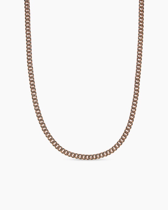 Curb Chain Necklace in 18K Rose Gold with Pavé Cognac Diamonds