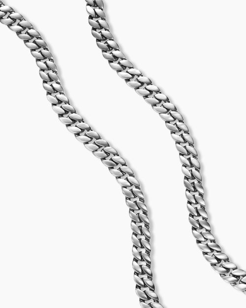 Mens Curb Chain Necklace in Platinum, 6mm