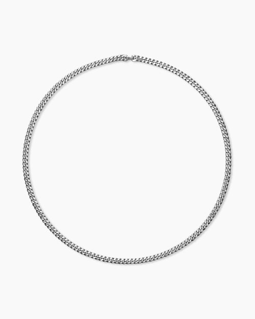 Mens Curb Chain Necklace in Platinum, 6mm
