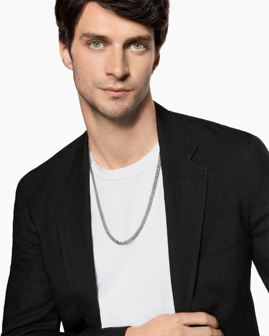 Curb Chain Necklace in Platinum, 6mm