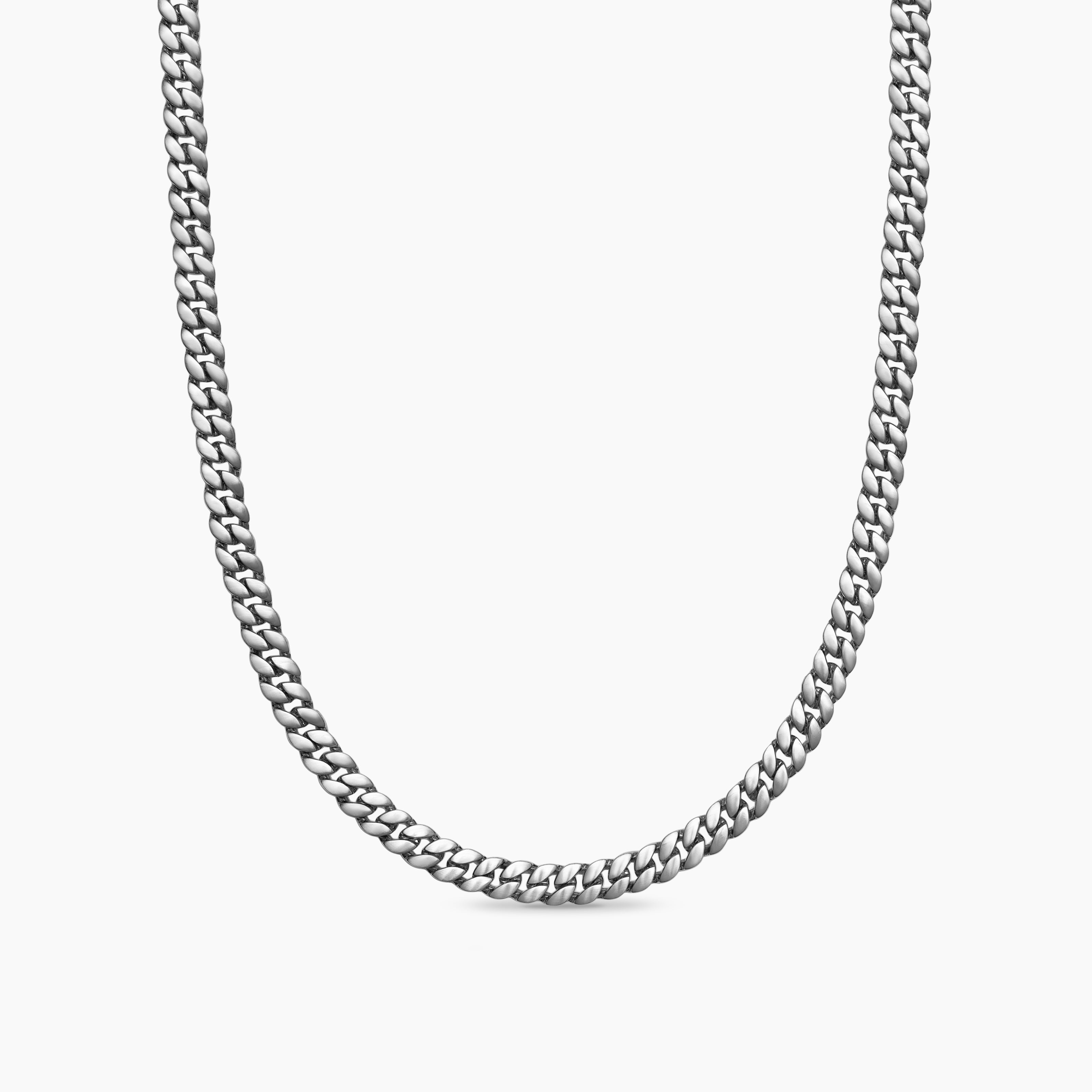 Mens Curb Chain Necklace in Platinum, 6mm