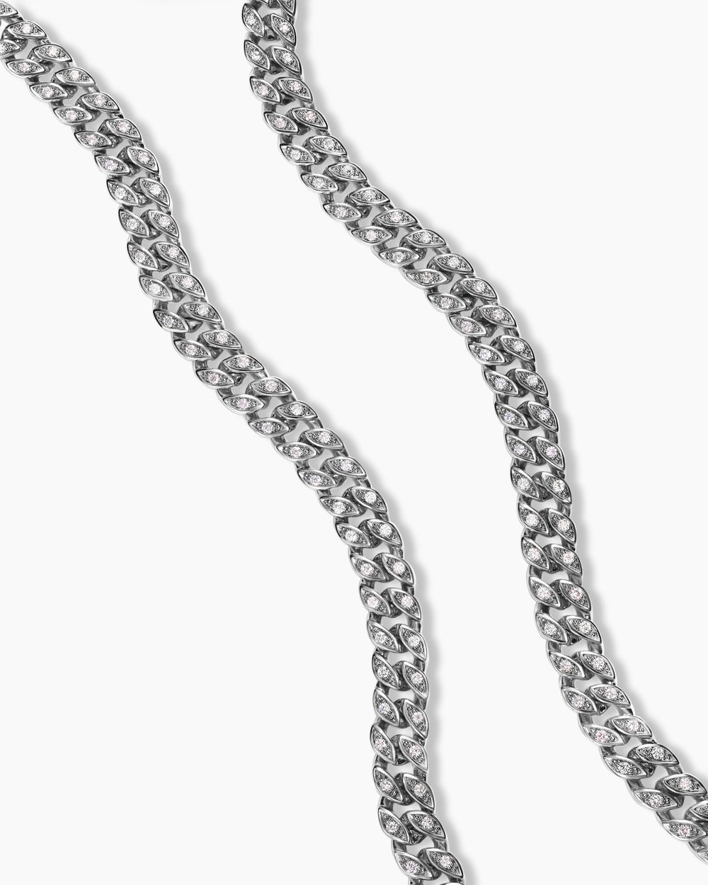 Mens Curb Chain Necklace in Platinum, 6mm