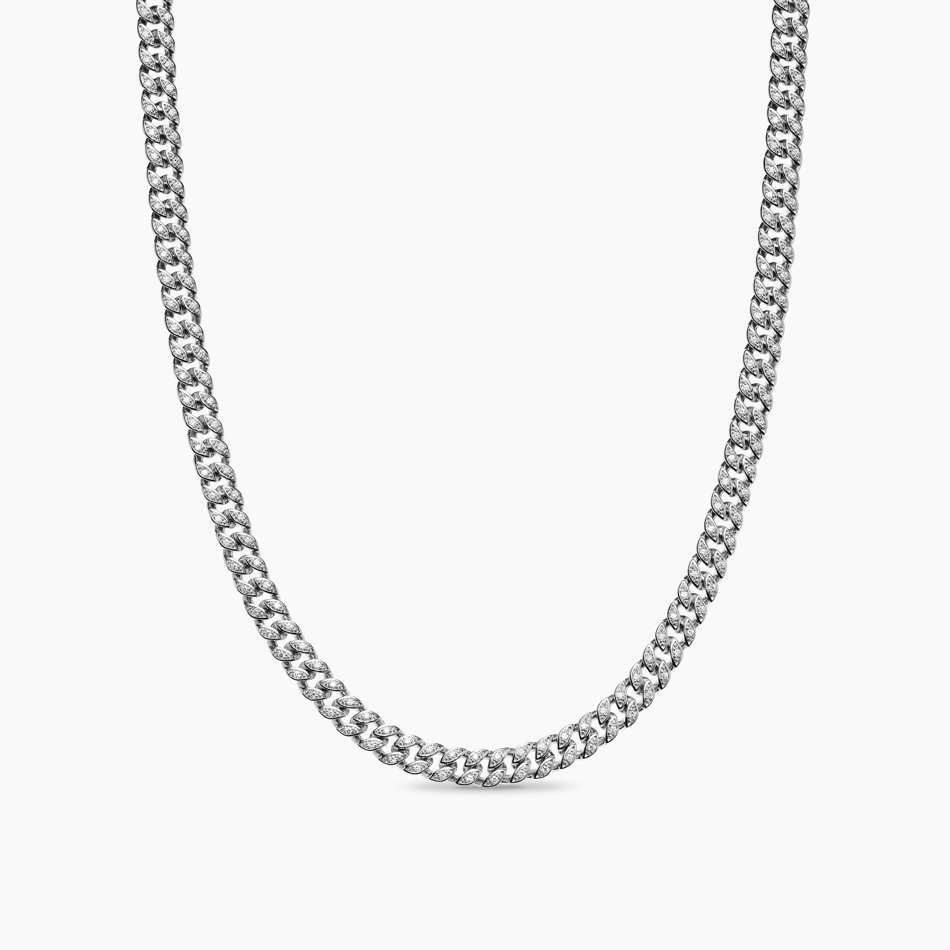 Mens Curb Chain Necklace in Platinum, 6mm