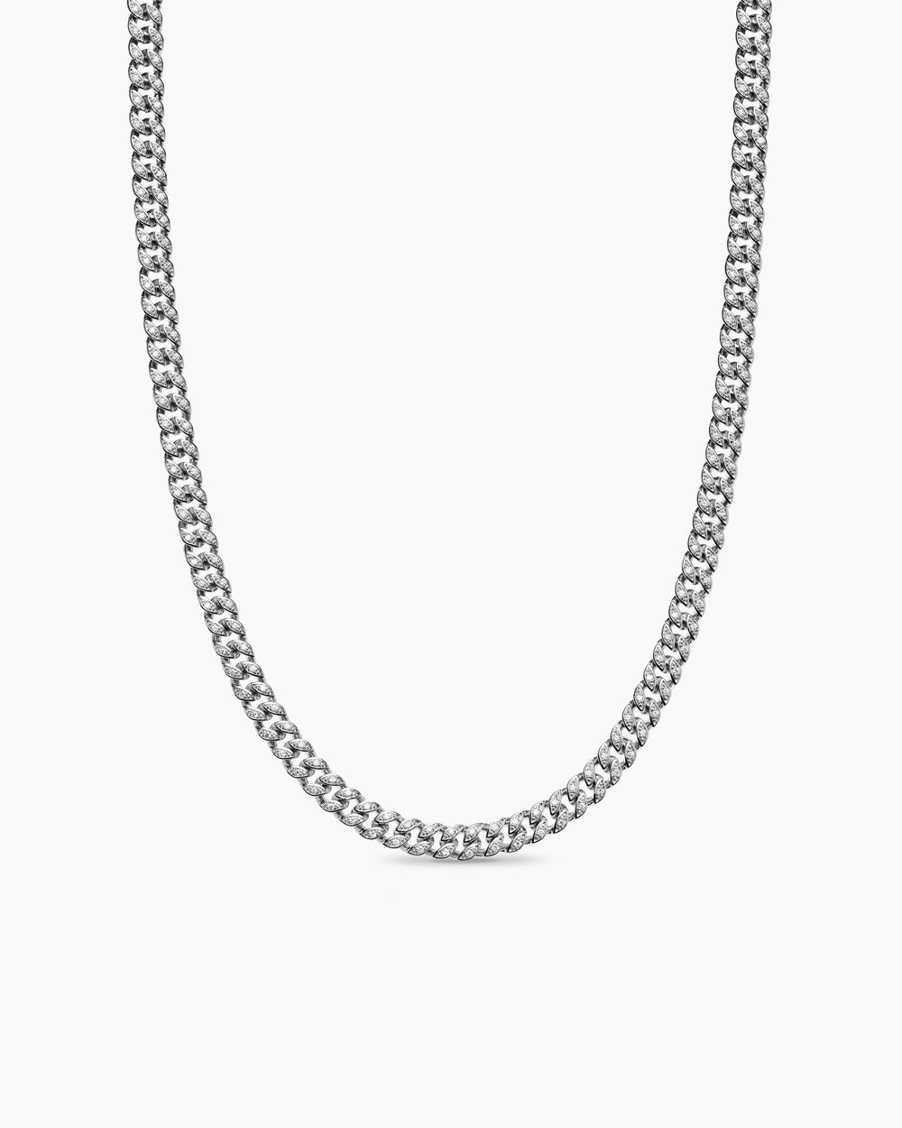 Mens Curb Chain Necklace in Platinum, 6mm