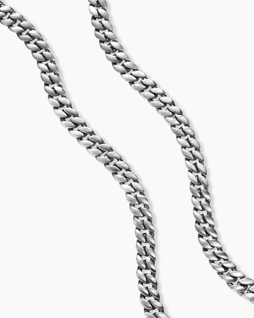 Mens Curb Chain Necklace in Sterling Silver, 6mm
